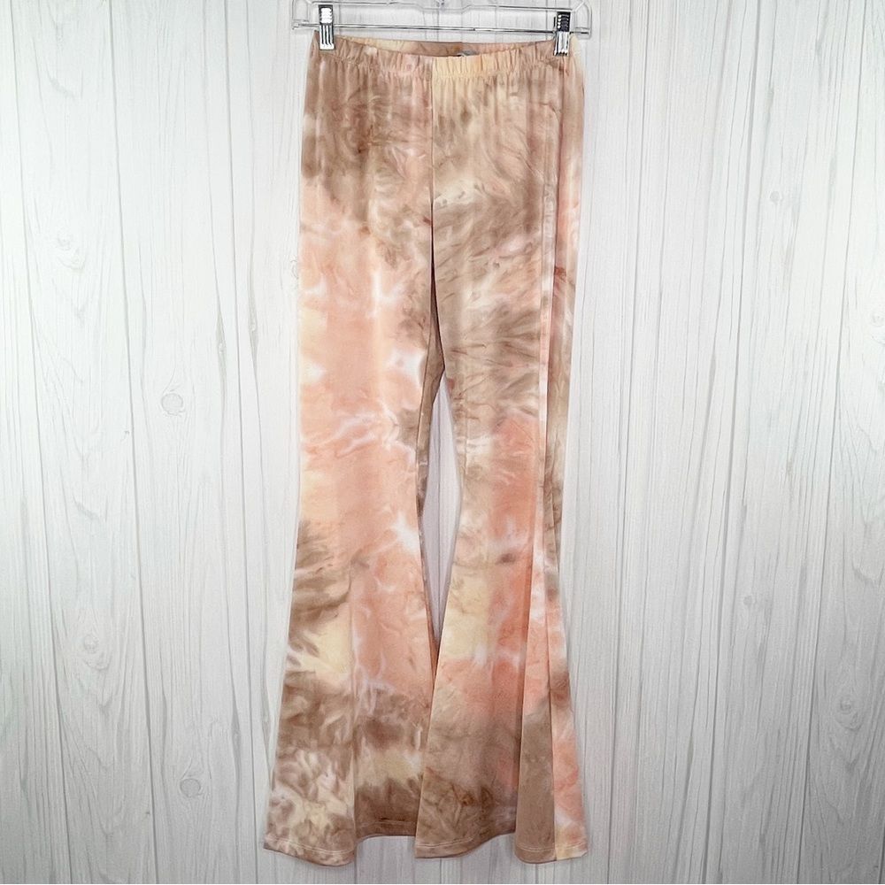 Chaytoyant Pants Tie Dye Bell Bottoms Flare Size S Neutral Hippie Boho Festival